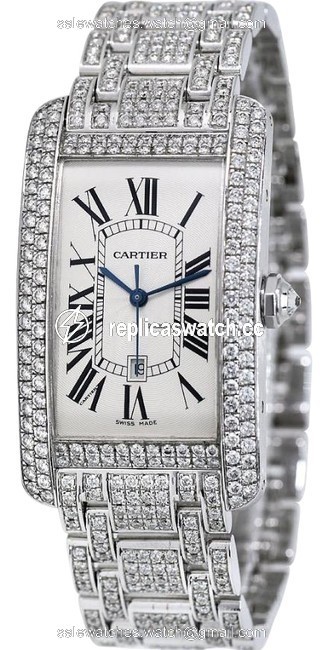 Cartier Tank Am¨¦ricaine American 18k Gold Diamonds Watch Cartier Tank Am¨¦ricaine American 18k Gold Diamonds Watch