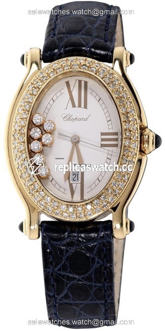 Chopard Happy Sport Oval 18k Solid Gold 7 Floating Diamonds Watch Chopard Happy Sport Oval 18k Solid Gold 7 Floating Diamonds Watch
