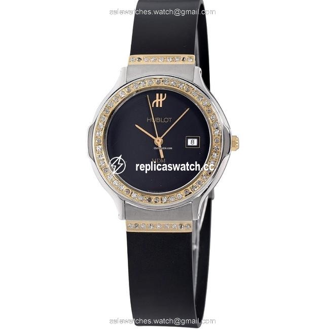 Hublot Midsize Bang Mdm 18k Gold Diamonds Watch Hublot Midsize Bang Mdm 18k Gold Diamonds Watch