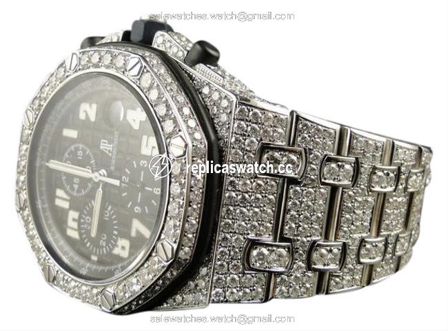Audemars Piguet Stainless Steel Mens Iced Out Royal Oak Offshore Diamond 26 Ct Watch Audemars Piguet Stainless Steel Mens Iced Out Royal Oak Offshore Diamond 26 Ct Watch