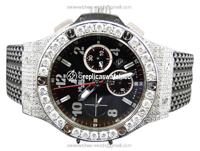 Hublot Stainless Steel Big Bang 44mm Evolution Rubber Band Diamond 10 Ct Watch Hublot Stainless Steel Big Bang 44mm Evolution Rubber Band Diamond 10 Ct Watch