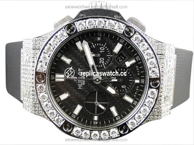 Hublot Stainless Steel Big Bang 44mm Evolution Rubber Band Diamond 10 Ct Watch Hublot Stainless Steel Big Bang 44mm Evolution Rubber Band Diamond 10 Ct Watch