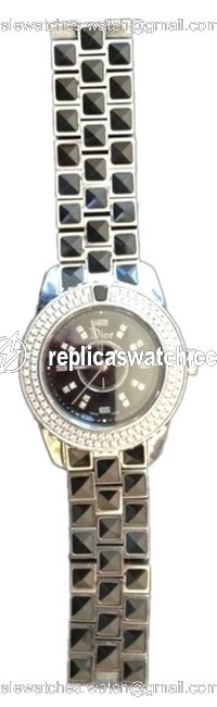 Dior Black Sapphires Diamonds Stainless Steel Christal Watch Dior Black Sapphires Diamonds Stainless Steel Christal Watch