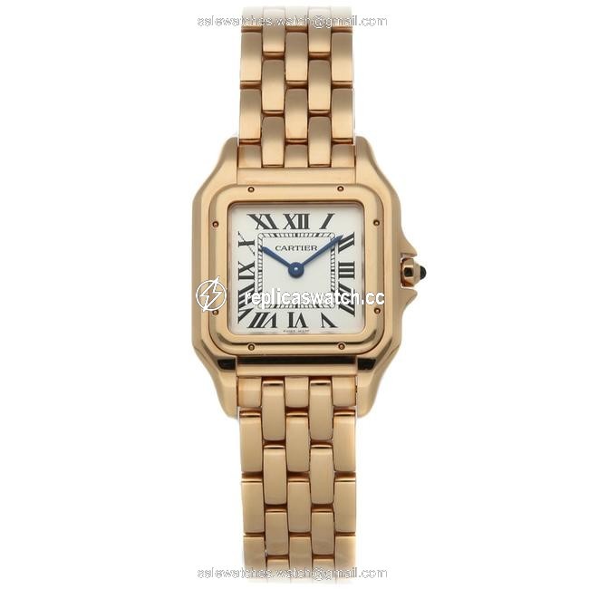 Cartier Silver 18k Rose Gold Panthere De Medium Wgpn0007 Womens Wristwatch 27 X 37 Mm Watch Cartier Silver 18k Rose Gold Panthere De Medium Wgpn0007 Womens Wristwatch 27 X 37 Mm Watch