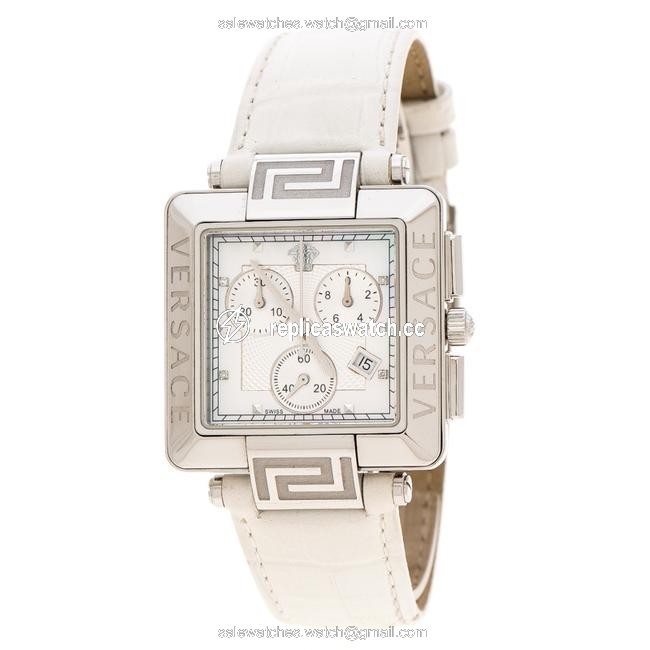 Versace White Stainless Steel Reve Carre 88q Chronograph Womens Wristwatch 36 Mm Watch Versace White Stainless Steel Reve Carre 88q Chronograph Womens Wristwatch 36 Mm Watch
