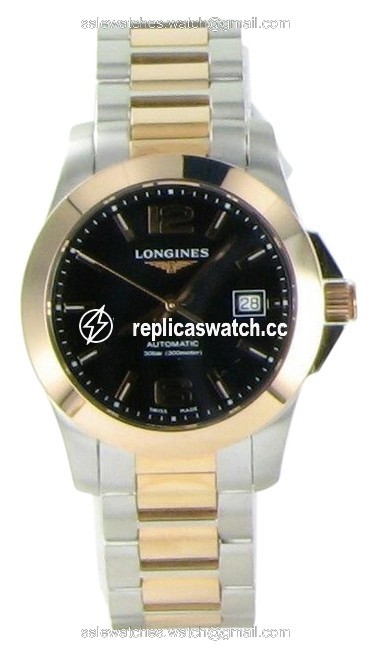 Longines Black Dial 18k Rose Gold Steel L32765567 Conquest Ladies Watch Longines Black Dial 18k Rose Gold Steel L32765567 Conquest Ladies Watch