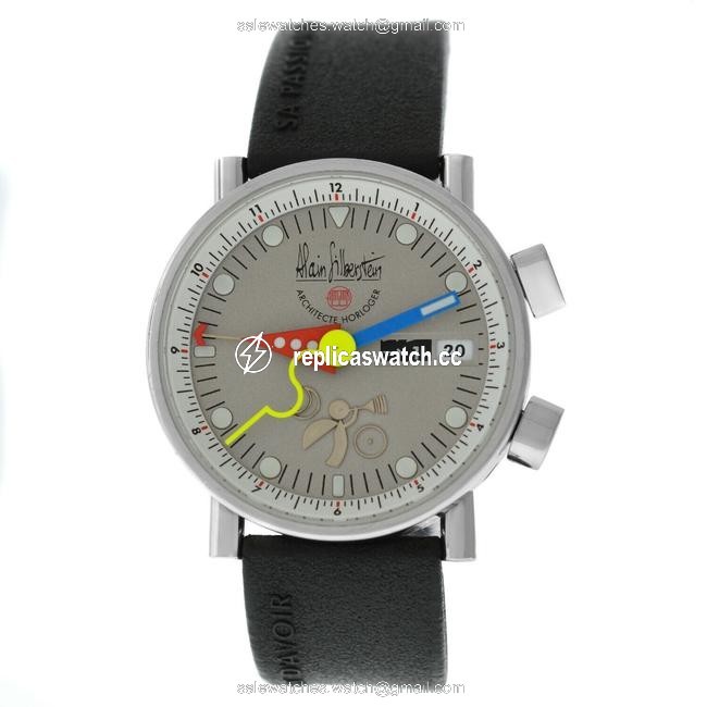Alain Silberstein Silver Le Reveil Gmt Mens Limited Ed. Steel 37mm Watch Alain Silberstein Silver Le Reveil Gmt Mens Limited Ed. Steel 37mm Watch