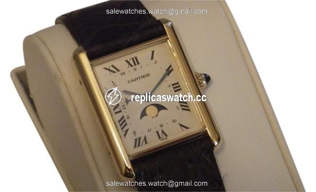 Cartier 18k Solid Gold Louis with Date Pointer and Moon Phase Watch Cartier 18k Solid Gold Louis with Date Pointer and Moon Phase Watch