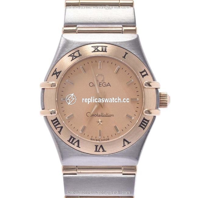 Omega Champagne 18k Yellow Gold and Stainless Steel Constellation 1262.10 Quartz Womens Wristwatch 22 Mm Watch Omega Champagne 18k Yellow Gold and Stainless Steel Constellation 1262.10 Quartz Womens Wristwatch 22 Mm Watch