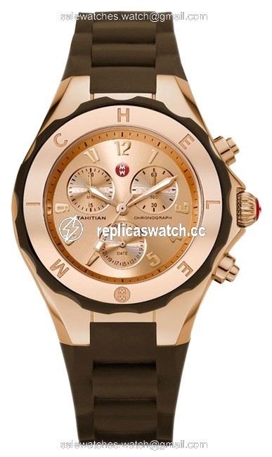 Michele Brown/ Rose Gold Tone Jelly Mww12f000060 Tahitian Bean Large Silicone Watch Michele Brown/ Rose Gold Tone Jelly Mww12f000060 Tahitian Bean Large Silicone Watch