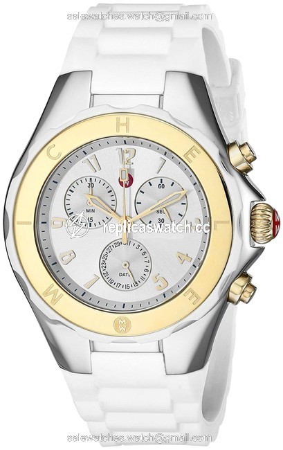 Michele White/Silver Tone/Gold Tone Jelly Tahitian Bean Large Mww12f000056 Two 40 Mm Watch Michele White/Silver Tone/Gold Tone Jelly Tahitian Bean Large Mww12f000056 Two 40 Mm Watch