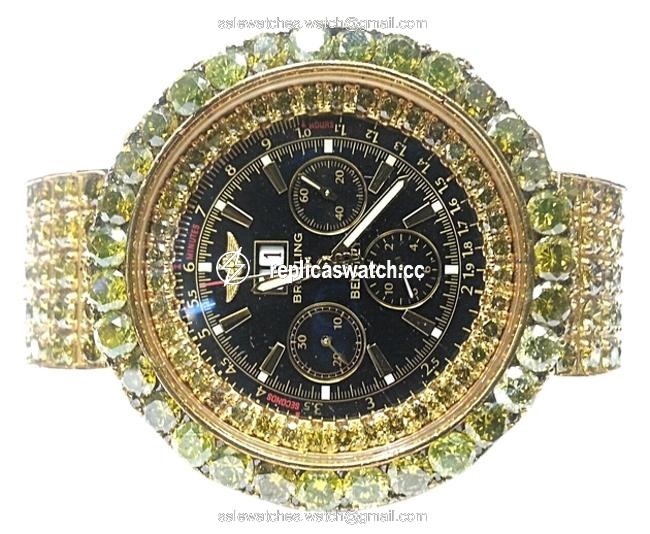 Breitling Bentley with 78.00 Carats Tw Of Yellow Diamonds In 18 Karat & 14 Karat Yellow Gold Watch Breitling Bentley with 78.00 Carats Tw Of Yellow Diamonds In 18 Karat & 14 Karat Yellow Gold Watch