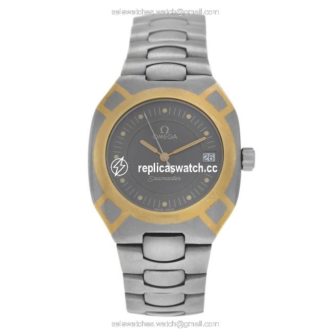 Omega Silver Gold Mens Unisex Seamaster Polaris 196.0291 Titane Quartz Watch Omega Silver Gold Mens Unisex Seamaster Polaris 196.0291 Titane Quartz Watch