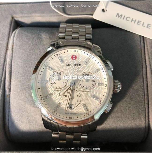 Michele Silver Uptown Diamond Bracelet Watch Michele Silver Uptown Diamond Bracelet Watch