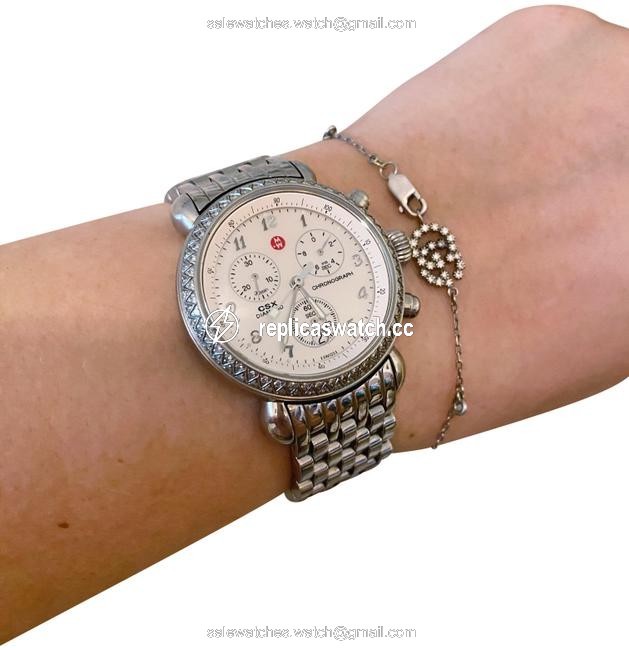 Michele Silver and Diamond 36mm Csx Metal Band Small Womens Watch Michele Silver and Diamond 36mm Csx Metal Band Small Womens Watch