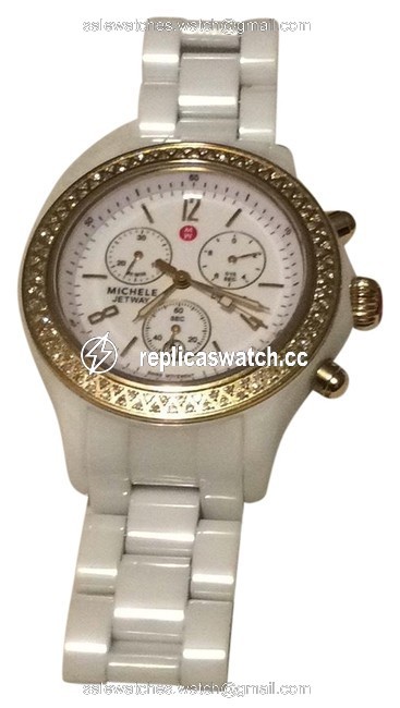 Michele White Ceramic with Gold Watch Michele White Ceramic with Gold Watch
