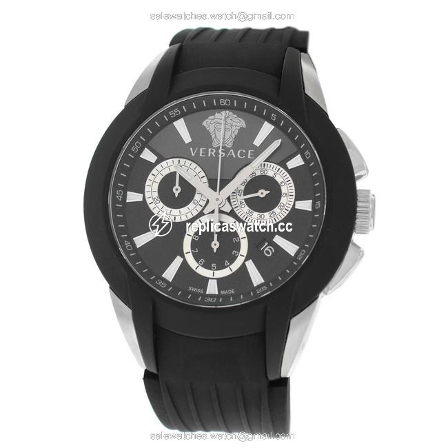 Versace Black New Unisex "Character" M8c99d008 S009 Steel Chrono Watch Versace Black New Unisex "Character" M8c99d008 S009 Steel Chrono Watch
