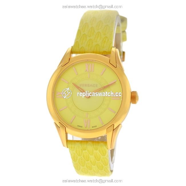 Versace Gold Tone New Dafne Vff05 0013 Steel Lime Green Quartz Watch Versace Gold Tone New Dafne Vff05 0013 Steel Lime Green Quartz Watch