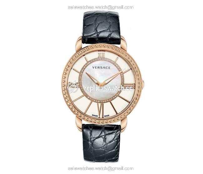 Versace Gold Tone Steel New Krios M6q80sd498 S009 Diamond Mop 38mm Quartz Watch Versace Gold Tone Steel New Krios M6q80sd498 S009 Diamond Mop 38mm Quartz Watch