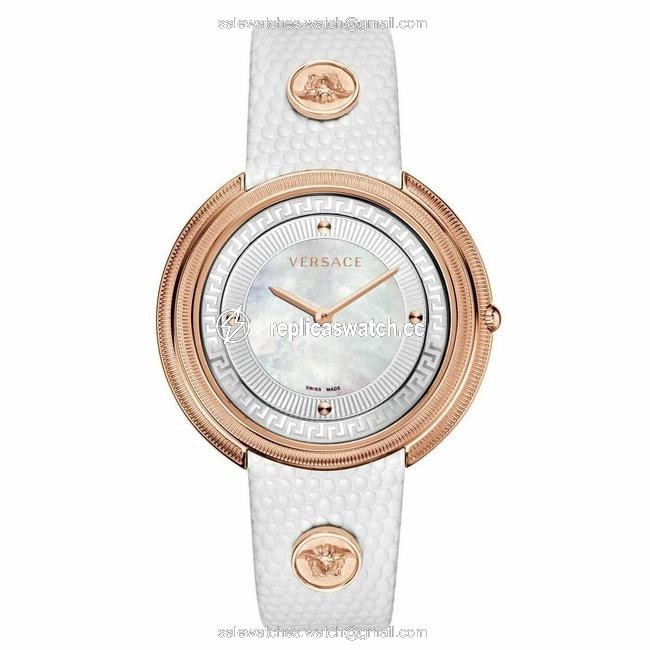 Versace Gold Tone Steel New Thea Va703 0013 Mop Quartz 39mm Watch Versace Gold Tone Steel New Thea Va703 0013 Mop Quartz 39mm Watch