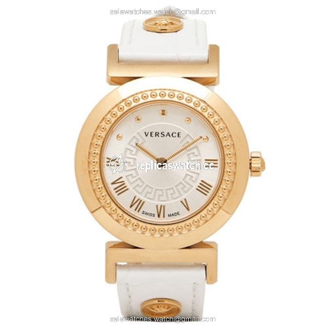 Versace Gold New Vanity P5q80d001 S001 Tone Quartz 35mm Watch Versace Gold New Vanity P5q80d001 S001 Tone Quartz 35mm Watch