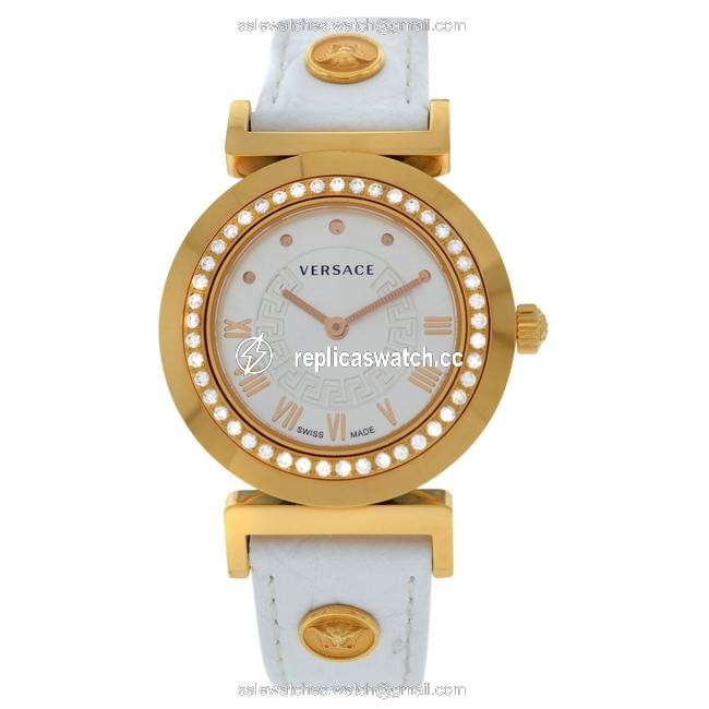Versace Gold New Vanity P5q82d001 S001 Tone Diamond Quartz Watch Versace Gold New Vanity P5q82d001 S001 Tone Diamond Quartz Watch