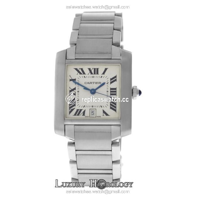 Cartier Silver Unisex Tank Francaise 2302 Steel Date 28mm Watch Cartier Silver Unisex Tank Francaise 2302 Steel Date 28mm Watch