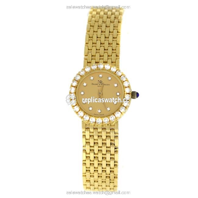 Baume & Mercier Gold 18k Diamonds 22mm Quartz Bracelet Watch Baume & Mercier Gold 18k Diamonds 22mm Quartz Bracelet Watch