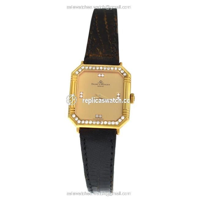 Baume & Mercier Gold Ladies 18496 18k Diamond Quartz 20mm Not Working Watch Baume & Mercier Gold Ladies 18496 18k Diamond Quartz 20mm Not Working Watch
