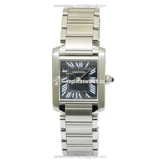 Cartier Black Stainless Steel Tank Francaise Womens Wristwatch 25 X 20 Mm Watch Cartier Black Stainless Steel Tank Francaise Womens Wristwatch 25 X 20 Mm Watch