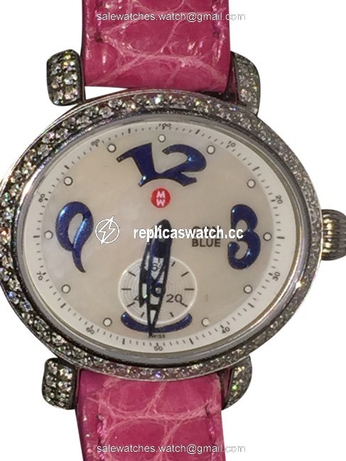 Michele Pink Fushia Csx Blue Mini Diamond Ladies Watch Michele Pink Fushia Csx Blue Mini Diamond Ladies Watch
