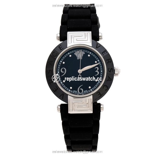 Versace Black Ceramic Stainless Steel Rubber Reve 92q Womens Wristwatch 35 Mm Watch Versace Black Ceramic Stainless Steel Rubber Reve 92q Womens Wristwatch 35 Mm Watch