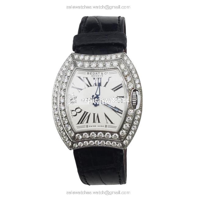Bedat & Co Black Alligator and Diamond Watch Bedat & Co Black Alligator and Diamond Watch