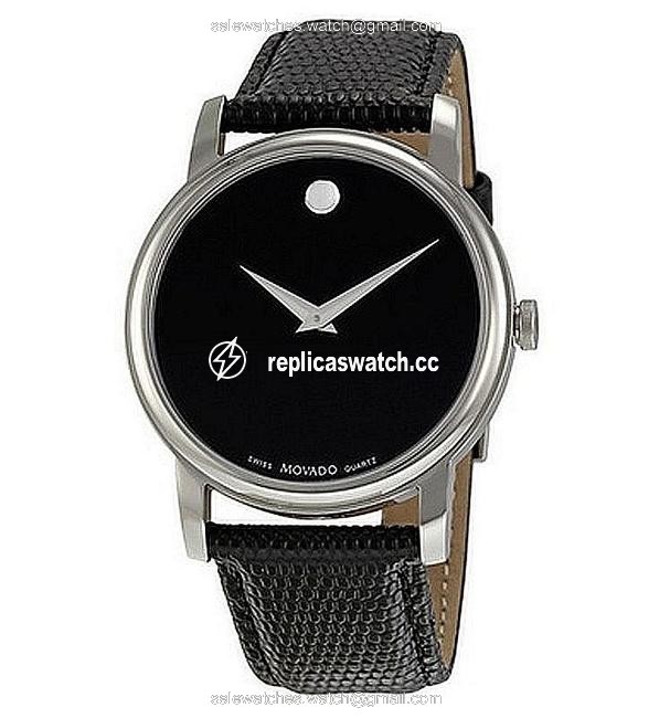 Movado Black Museum Embossed Leather Strap Stainless Steel 2100002 Watch Movado Black Museum Embossed Leather Strap Stainless Steel 2100002 Watch