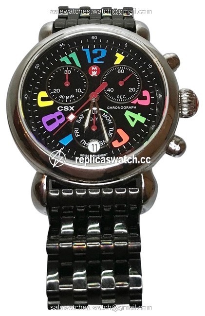 Michele Black Cxs-36 Carousel Chronograph Watch Michele Black Cxs-36 Carousel Chronograph Watch