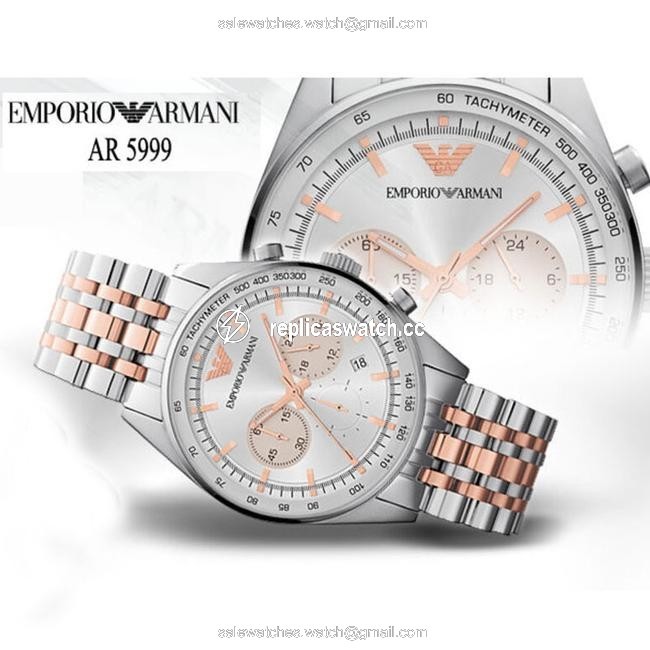 Emporio Armani Silver and Rose Gold Box In The Men Ar5999 Watch Emporio Armani Silver and Rose Gold Box In The Men Ar5999 Watch