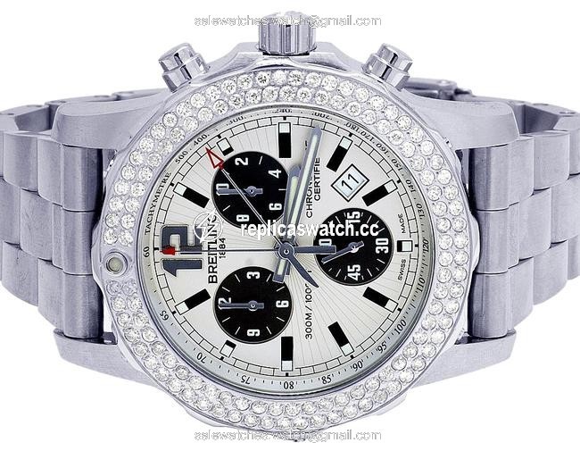 Breitling Stainless Steel Mens Colt Ii A7338710-bb49-ss 44mm Chronograph Diamond 3.0 Ct Watch Breitling Stainless Steel Mens Colt Ii A7338710-bb49-ss 44mm Chronograph Diamond 3.0 Ct Watch