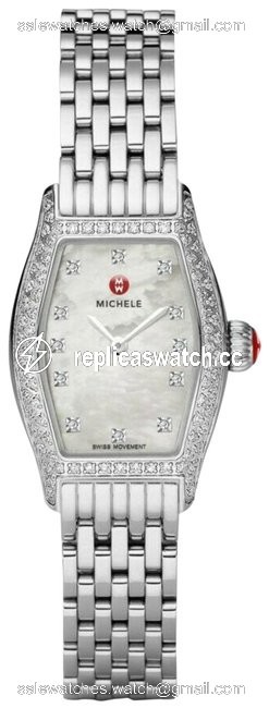 Michele Silver New Urban Coquette Stainless Steel Diamond Watch Michele Silver New Urban Coquette Stainless Steel Diamond Watch