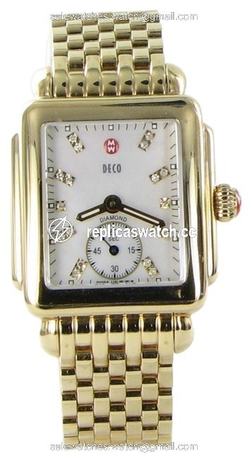 Michele Gold Deco 16 Diamond Mother Of Pearl Dial Mw06v00a9046 Yellow Watch Michele Gold Deco 16 Diamond Mother Of Pearl Dial Mw06v00a9046 Yellow Watch