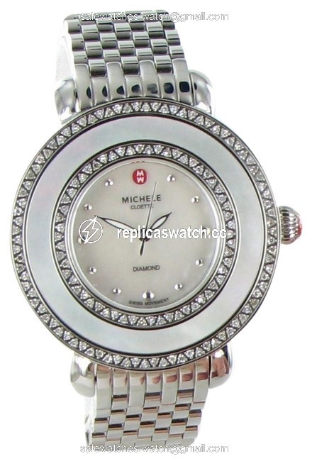 Michele Silver Cloette Diamond Mop Dial Steel Ladies Mww20e000001 Watch Michele Silver Cloette Diamond Mop Dial Steel Ladies Mww20e000001 Watch