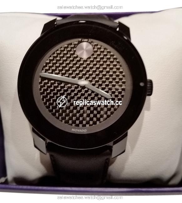 Movado Black Leather Band with Carbon Fiber Dial Watch Movado Black Leather Band with Carbon Fiber Dial Watch