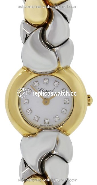 Chopard White Yellow Casmir Diamond Dial 18k Gold & Steel Watch Chopard White Yellow Casmir Diamond Dial 18k Gold & Steel Watch