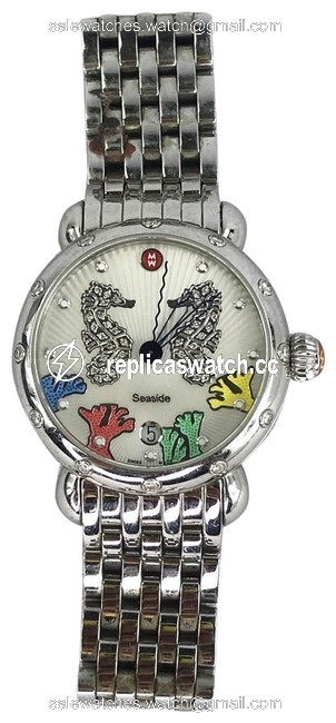 Michele Silver Seaside Diamond Seahorse Ladies Stainless Steel 30723 Watch Michele Silver Seaside Diamond Seahorse Ladies Stainless Steel 30723 Watch