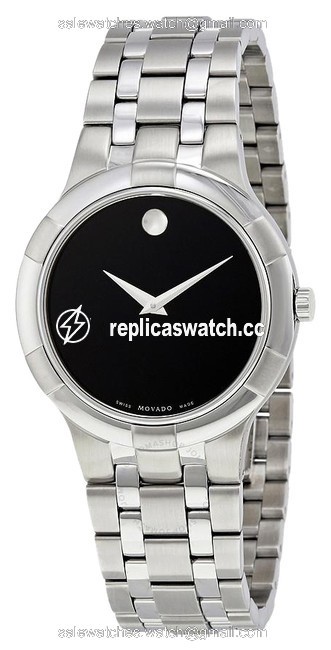 Movado Silver 0606203 Mens Metio Black Quartz Watch Movado Silver 0606203 Mens Metio Black Quartz Watch