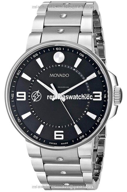 Movado Silver 0606761 Mens Se. Pilot Black Quartz Watch Movado Silver 0606761 Mens Se. Pilot Black Quartz Watch