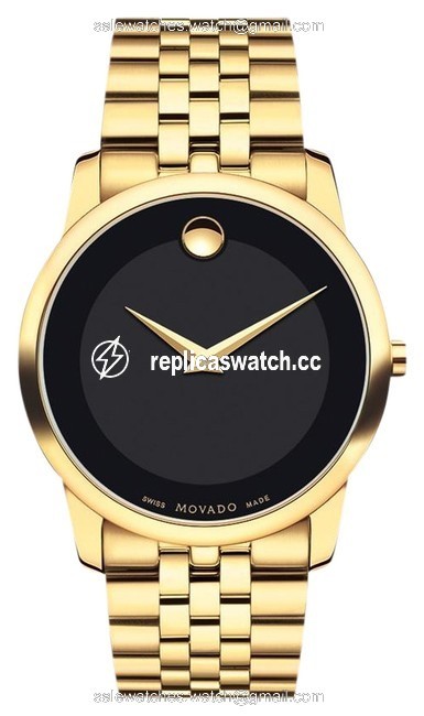 Movado Gold Museum Classic 0606997 Black Dial Yellow Pvd Mens Swiss Quartz Watch Movado Gold Museum Classic 0606997 Black Dial Yellow Pvd Mens Swiss Quartz Watch
