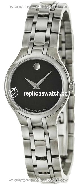 Movado Silver 0606368 Womens Museum Black Quartz Watch Movado Silver 0606368 Womens Museum Black Quartz Watch