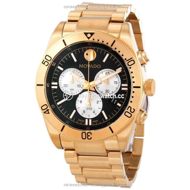 Movado Gold Tone Sport Chronograph Quartz Black Dial Mens 0607440 Watch Movado Gold Tone Sport Chronograph Quartz Black Dial Mens 0607440 Watch