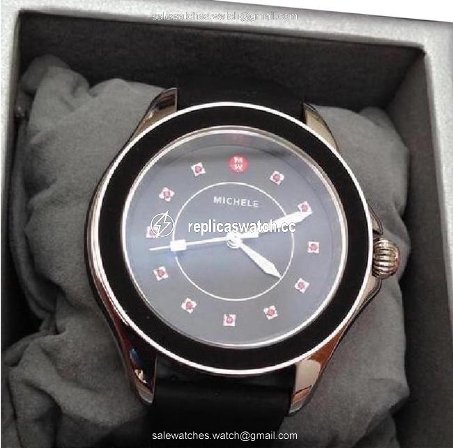 Michele Black Black/Silver Cape Topaz Mww27a000006 Watch Michele Black Black/Silver Cape Topaz Mww27a000006 Watch