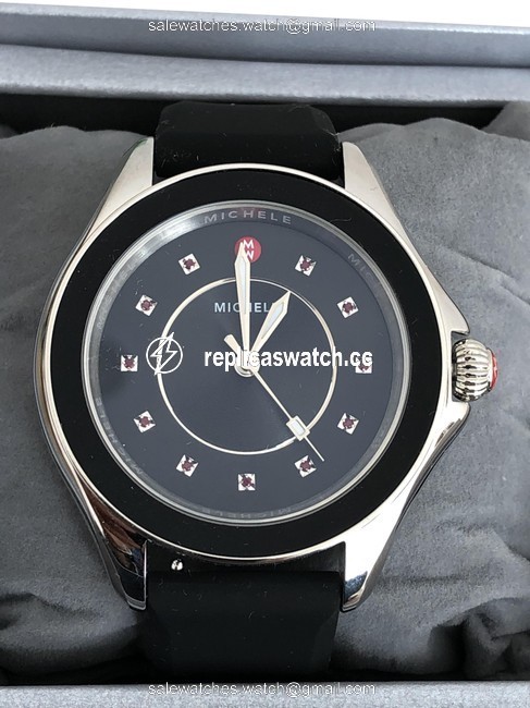 Michele Black Black/Silver Cape Topaz Mww27a000006 Watch Michele Black Black/Silver Cape Topaz Mww27a000006 Watch